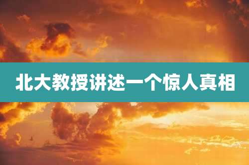 北大教授讲述一个惊人真相