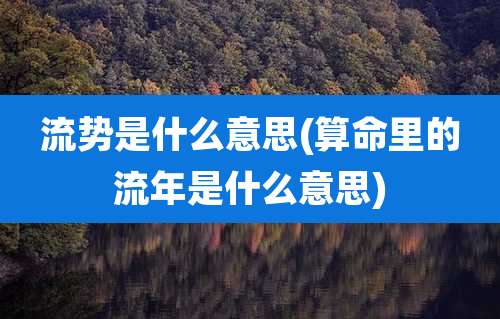 流势是什么意思(算命里的流年是什么意思)
