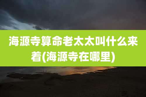 海源寺算命老太太叫什么来着(海源寺在哪里)