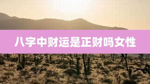 八字中财运是正财吗女性