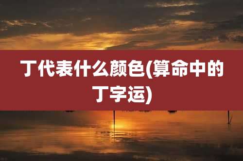 丁代表什么颜色(算命中的丁字运)