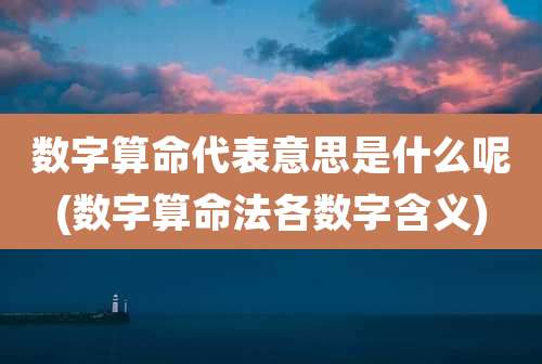 数字算命代表意思是什么呢(数字算命法各数字含义)