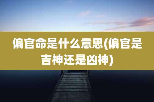 偏官命是什么意思(偏官是吉神还是凶神)