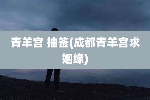 青羊宫 抽签(成都青羊宫求姻缘)