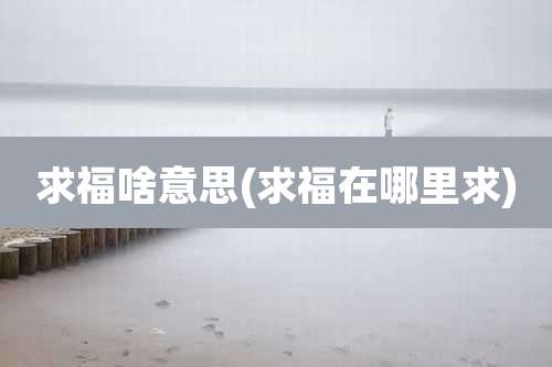 求福啥意思(求福在哪里求)