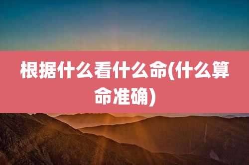 根据什么看什么命(什么算命准确)