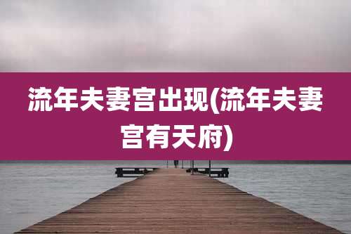 流年夫妻宫出现(流年夫妻宫有天府)