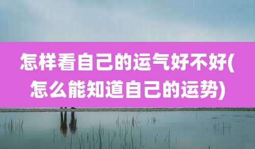 怎样看自己的运气好不好(怎么能知道自己的运势)