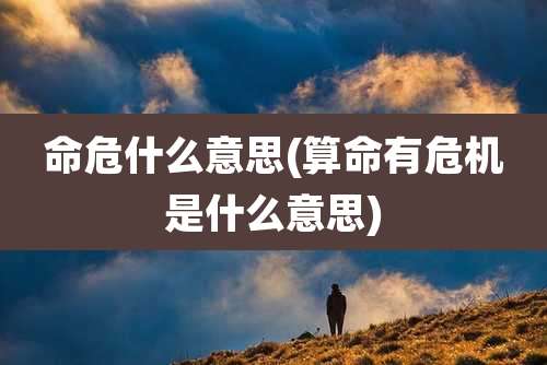 命危什么意思(算命有危机是什么意思)