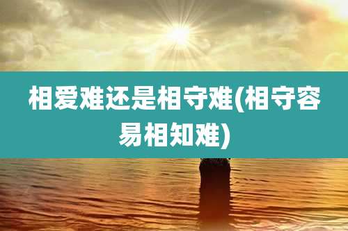 相爱难还是相守难(相守容易相知难)
