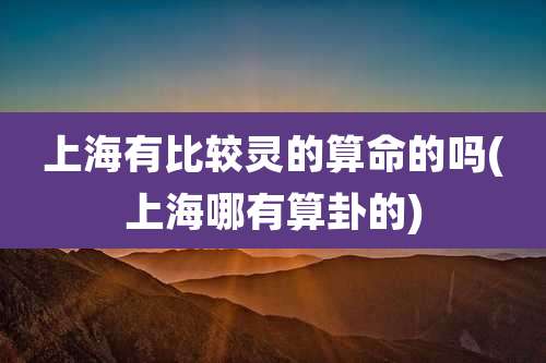 上海有比较灵的算命的吗(上海哪有算卦的)
