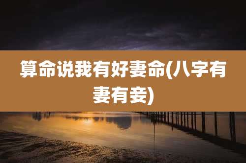 算命说我有好妻命(八字有妻有妾)