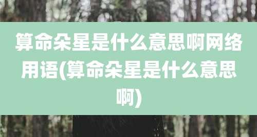 算命朵星是什么意思啊网络用语(算命朵星是什么意思啊)