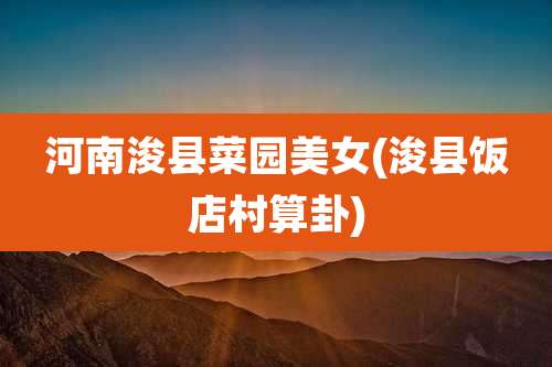 河南浚县菜园美女(浚县饭店村算卦)