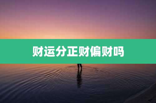 财运分正财偏财吗