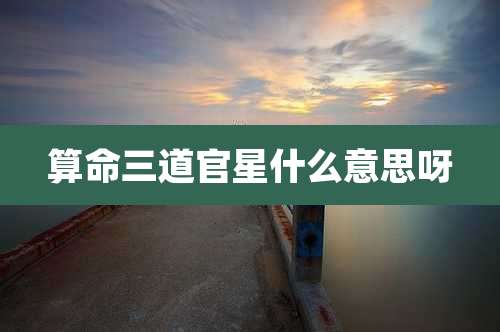 算命三道官星什么意思呀