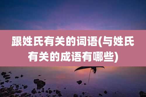 跟姓氏有关的词语(与姓氏有关的成语有哪些)