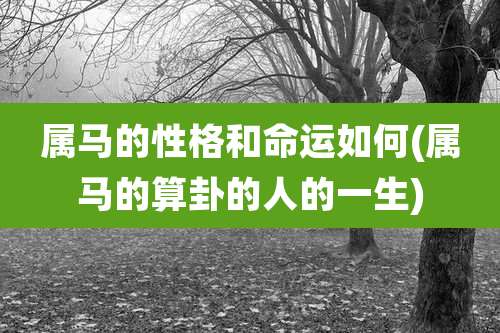 属马的性格和命运如何(属马的算卦的人的一生)