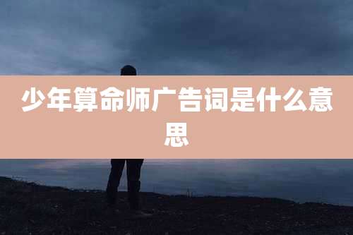 少年算命师广告词是什么意思
