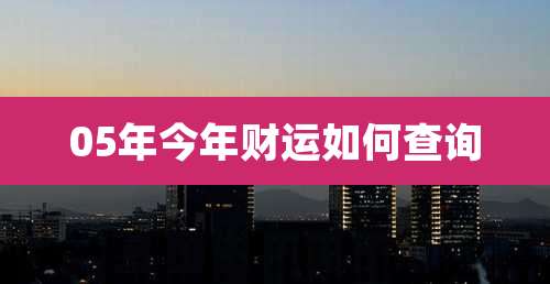 05年今年财运如何查询