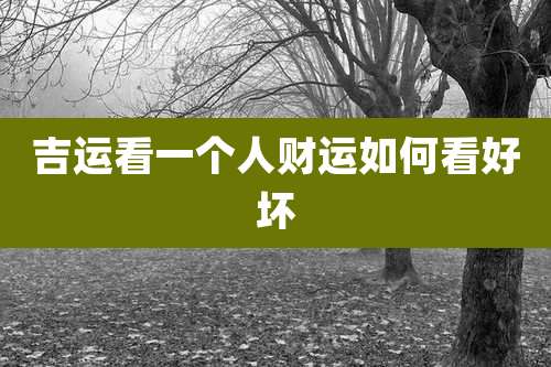 吉运看一个人财运如何看好坏