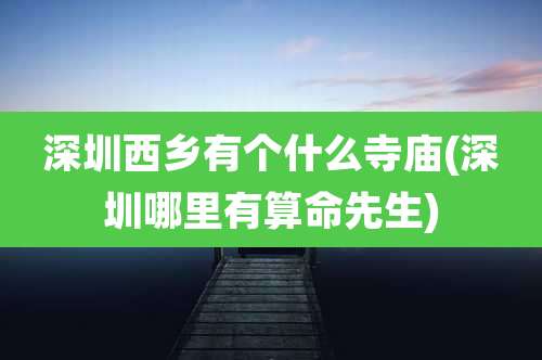 深圳西乡有个什么寺庙(深圳哪里有算命先生)