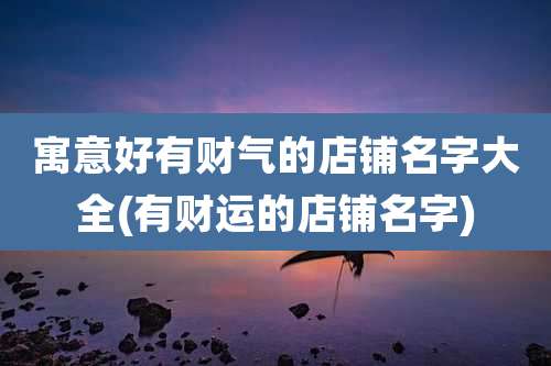 寓意好有财气的店铺名字大全(有财运的店铺名字)