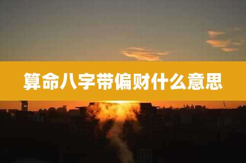 算命八字带偏财什么意思
