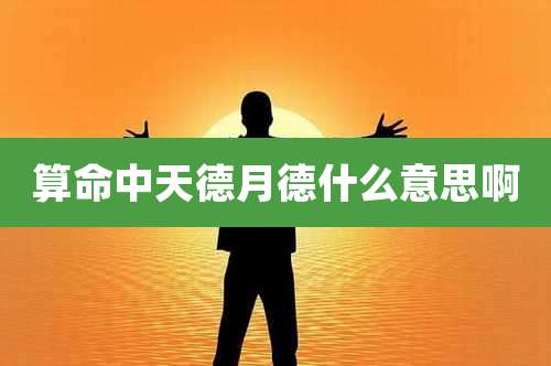 算命中天德月德什么意思啊