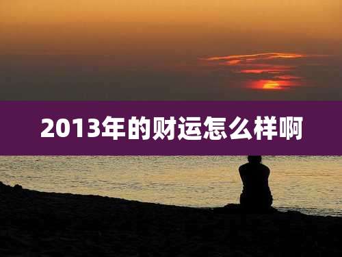2013年的财运怎么样啊