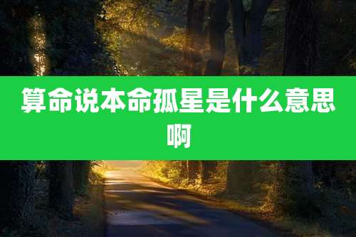 算命说本命孤星是什么意思啊