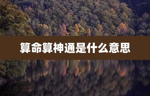 算命算神通是什么意思