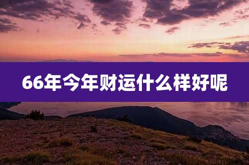 66年今年财运什么样好呢