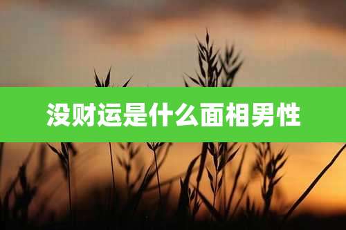 没财运是什么面相男性