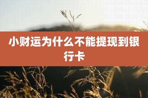 小财运为什么不能提现到银行卡
