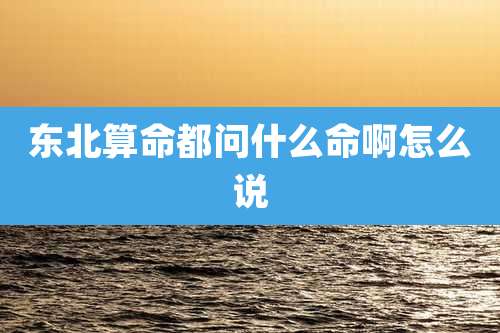 东北算命都问什么命啊怎么说