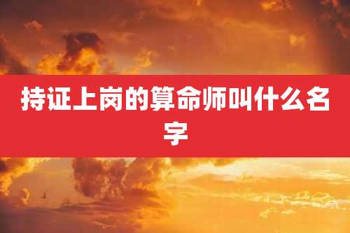 持证上岗的算命师叫什么名字