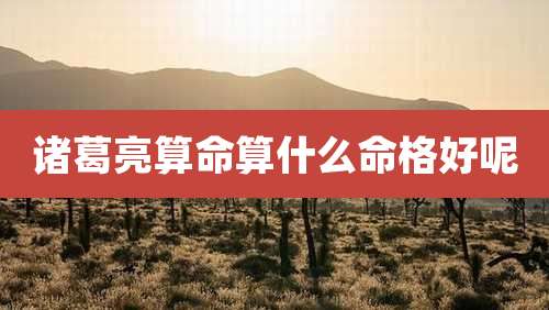 诸葛亮算命算什么命格好呢