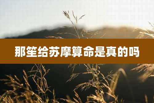 那笙给苏摩算命是真的吗