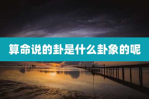 算命说的卦是什么卦象的呢