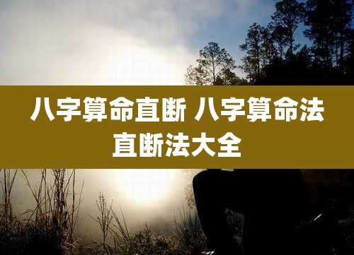 八字算命直断 八字算命法直断法大全