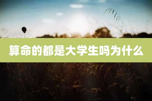 算命的都是大学生吗为什么