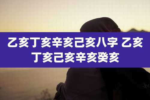 乙亥丁亥辛亥己亥八字 乙亥丁亥己亥辛亥癸亥