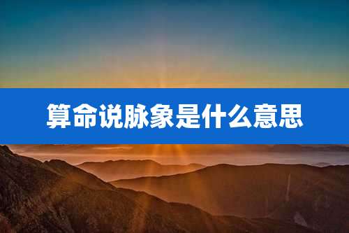 算命说脉象是什么意思