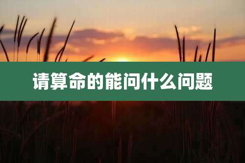 请算命的能问什么问题