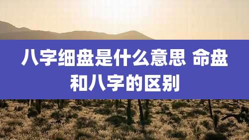 八字细盘是什么意思 命盘和八字的区别