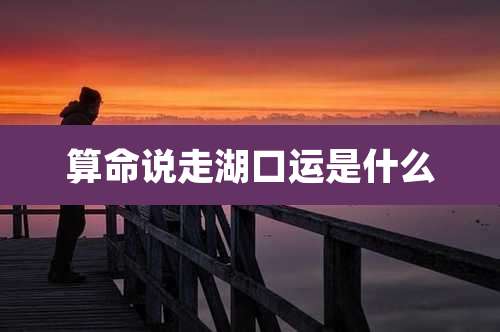 算命说走湖口运是什么