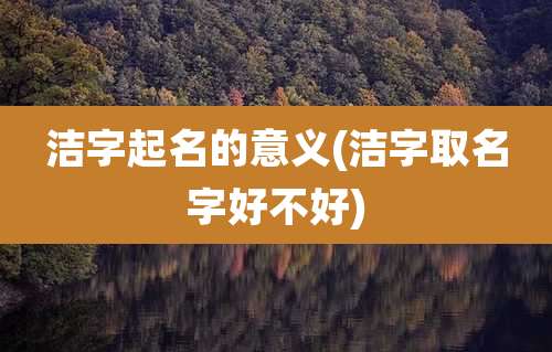 洁字起名的意义(洁字取名字好不好)