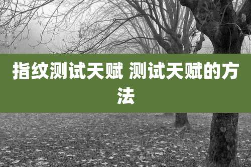 指纹测试天赋 测试天赋的方法