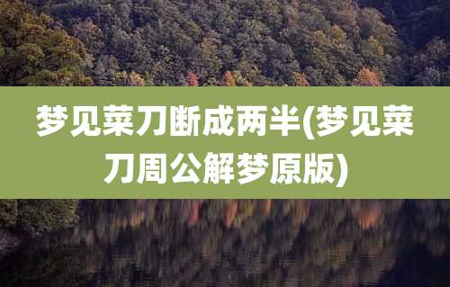 梦见菜刀断成两半(梦见菜刀周公解梦原版)